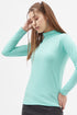 Women Sky Blue Highneck Full sleeves T-shirt
